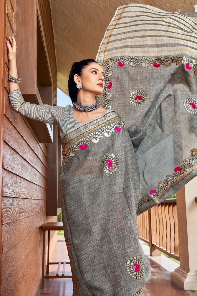 Rajyog Andaz  Latest Fancy Festive Wear Designer Rich Look Exclusive Linen Silk Saree Collection